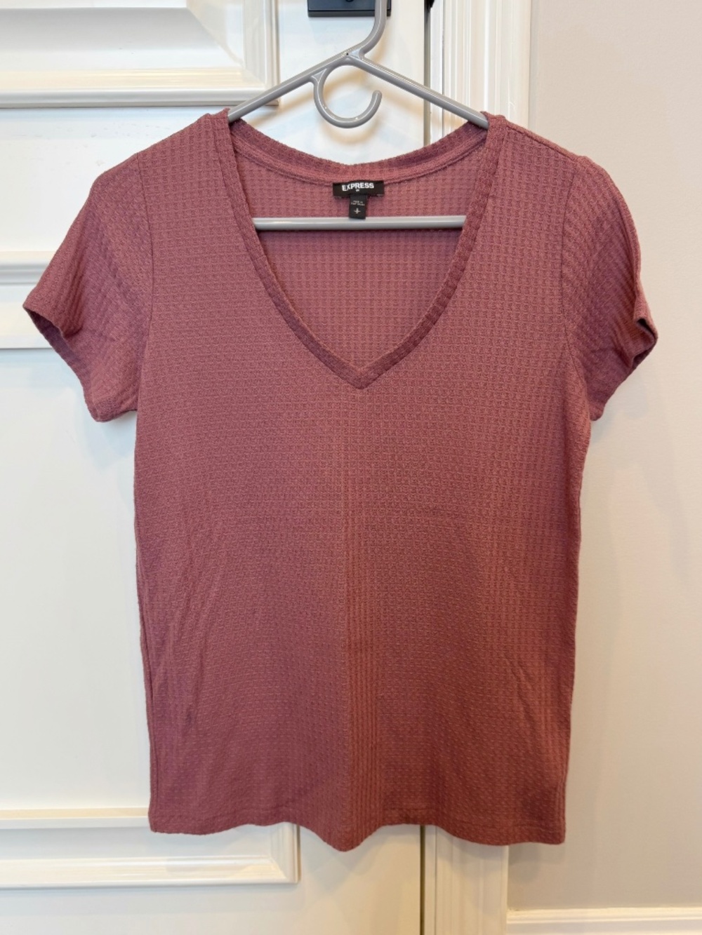Express Mauve Dusty Rose Waffle Knit Short Sleeve Tee Size Small